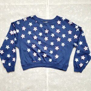 Steve Madden Womens Royal Blue Stars Sweatshirt Crop Graphic Size XL 14-16